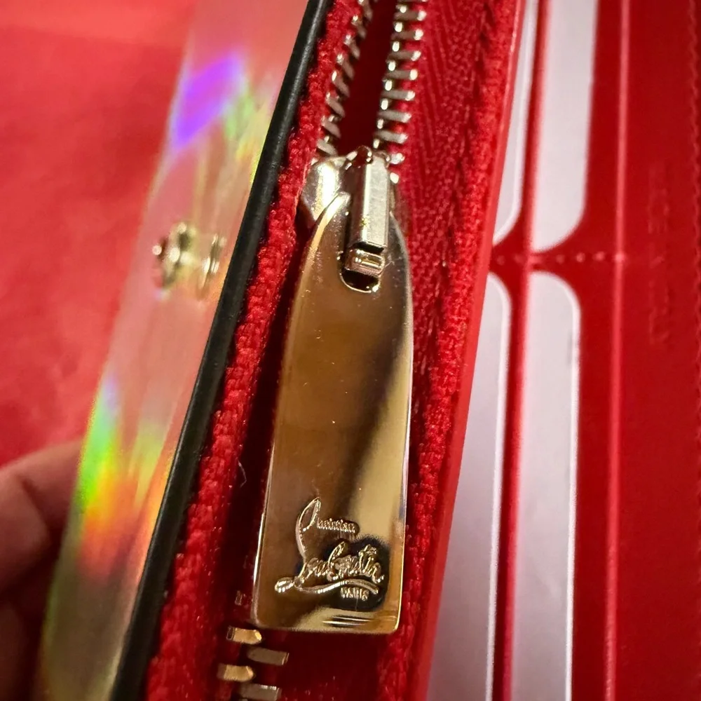 CHRISTIAN LOUBOUTIN SILVER HOLOGRAPHIC BOUDOIR STUDDED BAG WITH COA - Picture 8 of 15